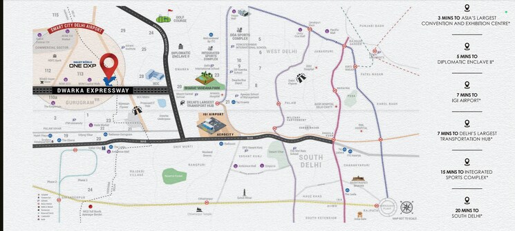 Map Location, smart-world-one-dxp 3.5 Bedroom 2585 Sq.Ft. Apartment In Sector 113 Gurgaon 7940701