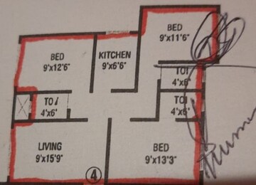 Floor Plan in 3 BHK Builder Floor at Vasai West – for Sale