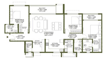 Floor Plan in 3 BHK Apartment at Godrej Lakeside Orchard, Sarjapur Road – for Sale