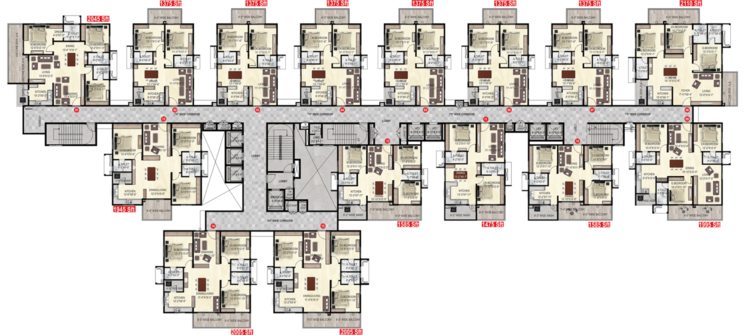 Floor Plan, narsingi 3 Bedroom 1390 Sq.Ft. Apartment In Narsingi Hyderabad 7952158