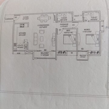 Floor Plan in 2 BHK Apartment at Gopalan Aqua, Whitefield – for Sale