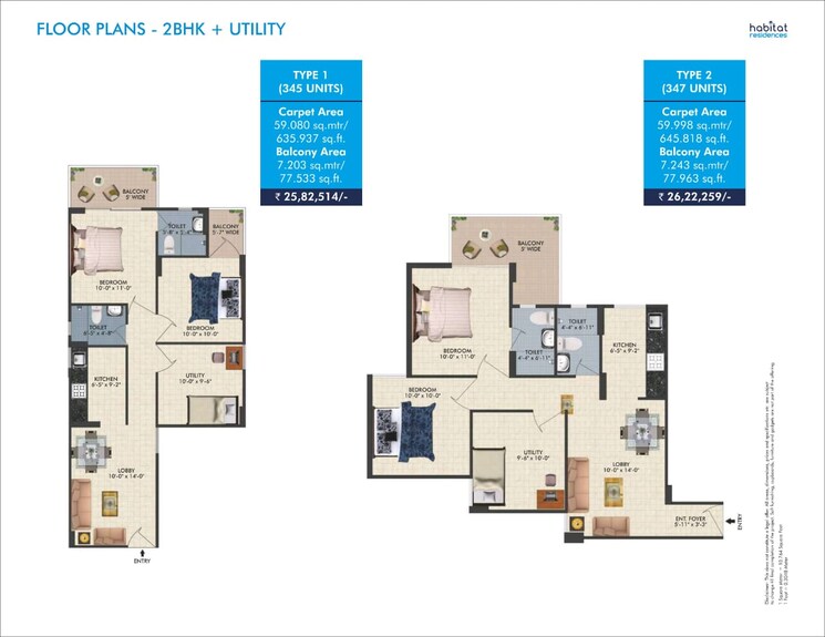 Floor Plan, conscient-habitat-78 2 Bedroom 517 Sq.Ft. Apartment In Sector 78 Faridabad 7953230