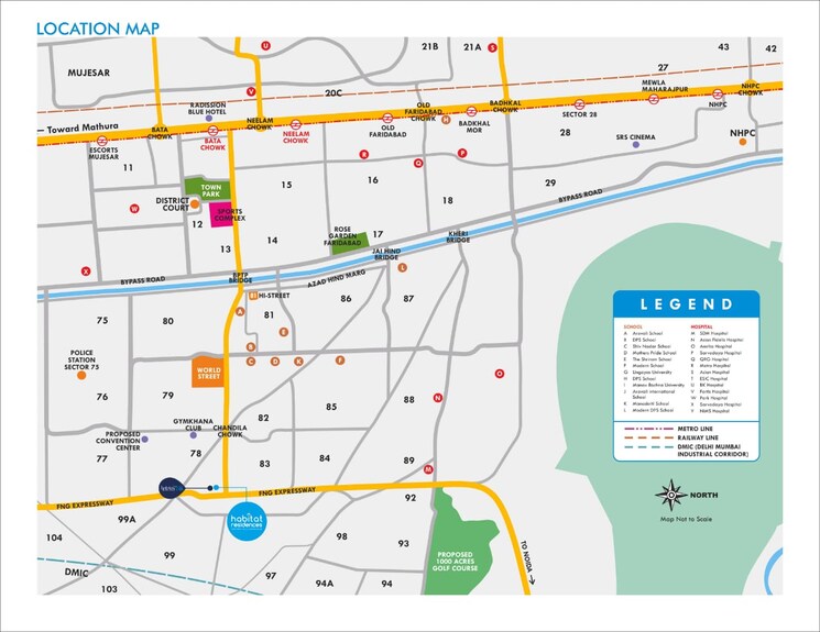 Map Location, conscient-habitat-78 2 Bedroom 517 Sq.Ft. Apartment In Sector 78 Faridabad 7953230