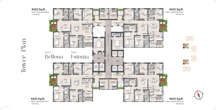 Floor Plan, rajapushpa-infina 3 Bedroom 3080 Sq.Ft. Apartment In Manchirevula Hyderabad 7953552
