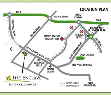 3.5 BHK Apartment – Map Location View at Emaar The Enclave, Sector 66 - for Rent