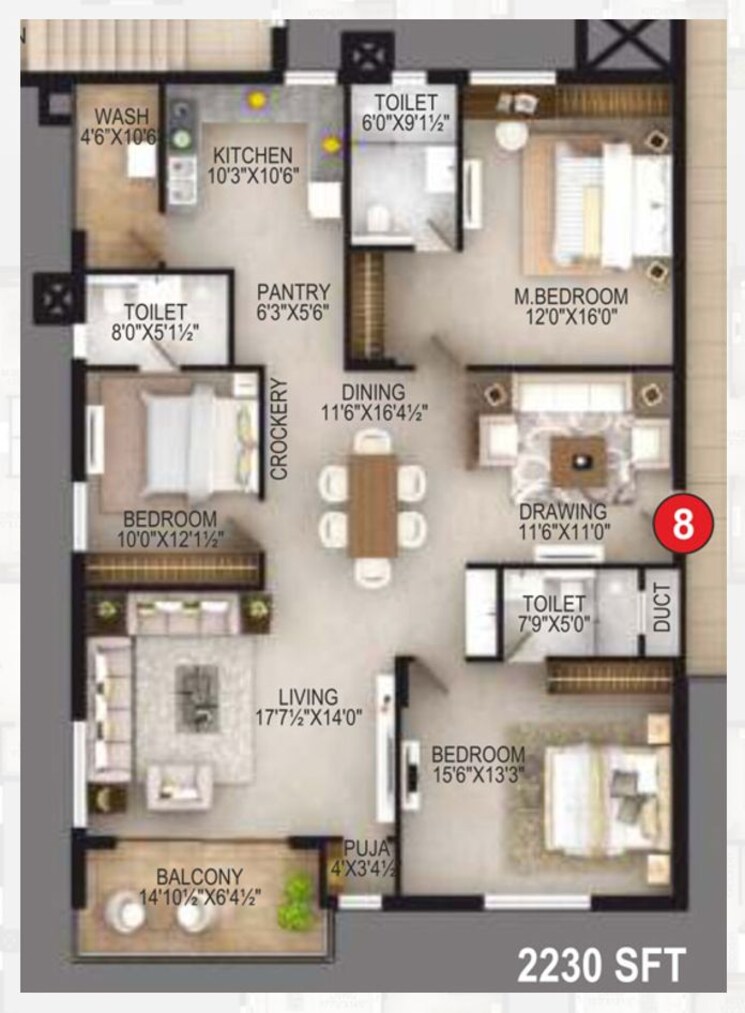 Floor Plan, anvita-high-9 3 Bedroom 2615 Sq.Ft. Apartment In Kollur Hyderabad 7955928