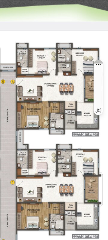Floor Plan in 3 BHK Apartment at DSR Altitudes, Osman Nagar – for Sale