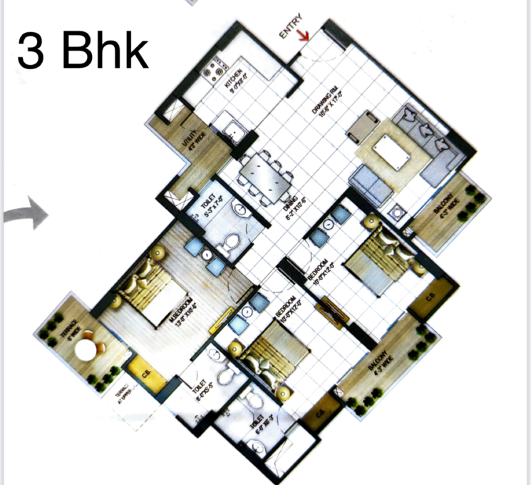 Other, sector 1 vaishali 3 Bedroom 1390 Sq.Ft. Apartment In Sector 1 Vaishali Ghaziabad 7958823