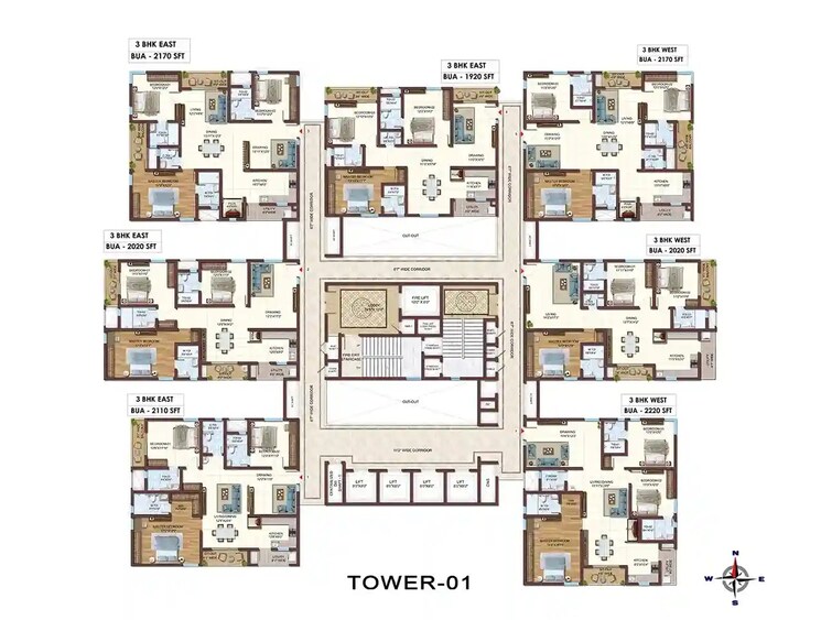 Floor Plan, vasavi-atlantis 3 Bedroom 3030 Sq.Ft. Apartment In Narsingi Hyderabad 7959086