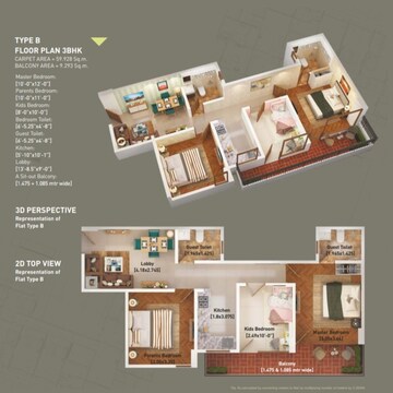 Master Bedroom in 2 BHK Apartment at Breez Global Heights 88, Sector 88a – for Sale