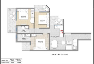 Floor Plan in 2 BHK Apartment at Sriflex City, Sohna Sector 4 – for Sale