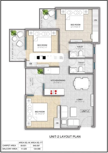 Floor Plan in 2 BHK Apartment at Sriflex City, Sohna Sector 4 – for Sale