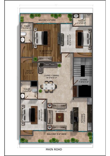 Floor Plan in 3 BHK Builder Floor at Sushant Lok 3, Sector 57 – for Sale