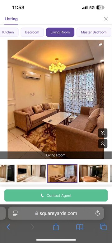 Living Room in 3 BHK Apartment at Godrej Riverine, Sector 44 – for Sale
