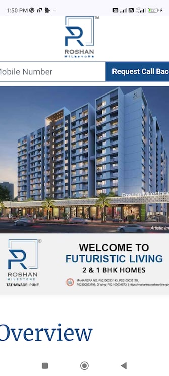 2 BHK Apartment For Resale in Roshan Milestone Tathawade Pune  7966354