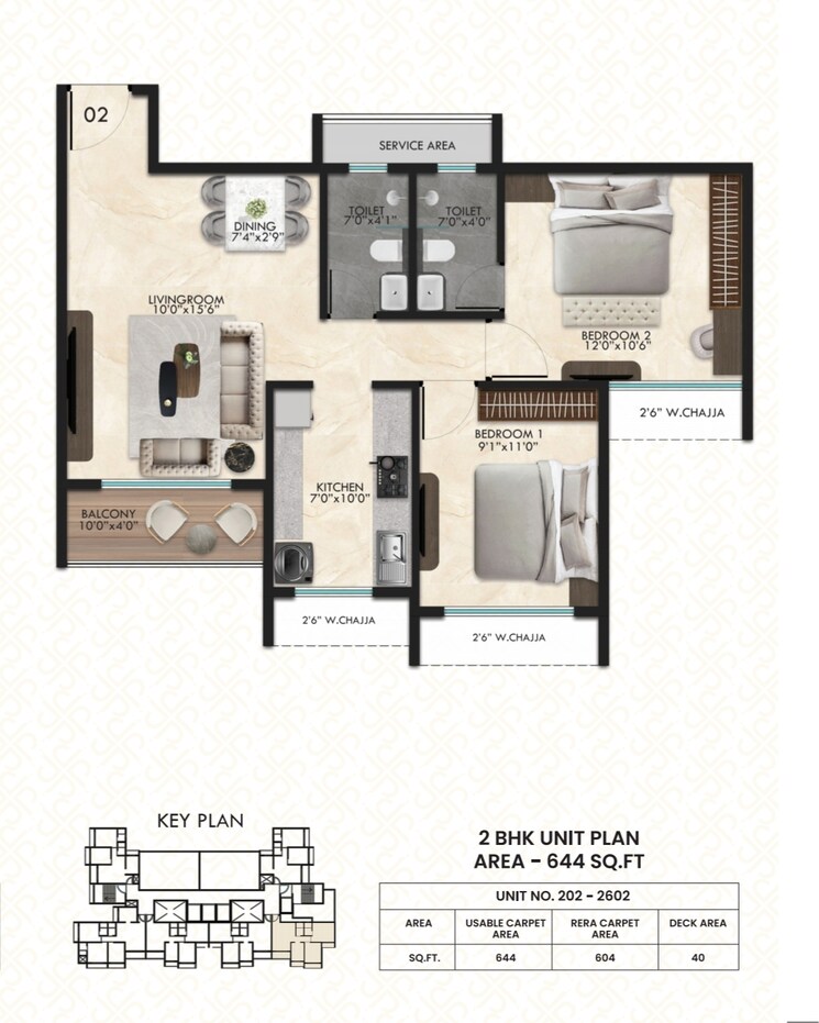Floor Plan, tharwani-palladian 3 Bedroom 852 Sq.Ft. Apartment In Kharghar Navi Mumbai 7968230
