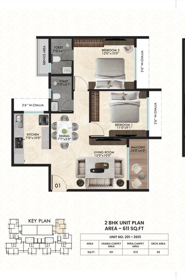 Floor Plan in 3 BHK Apartment at Tharwani Palladian, Kharghar – for Sale