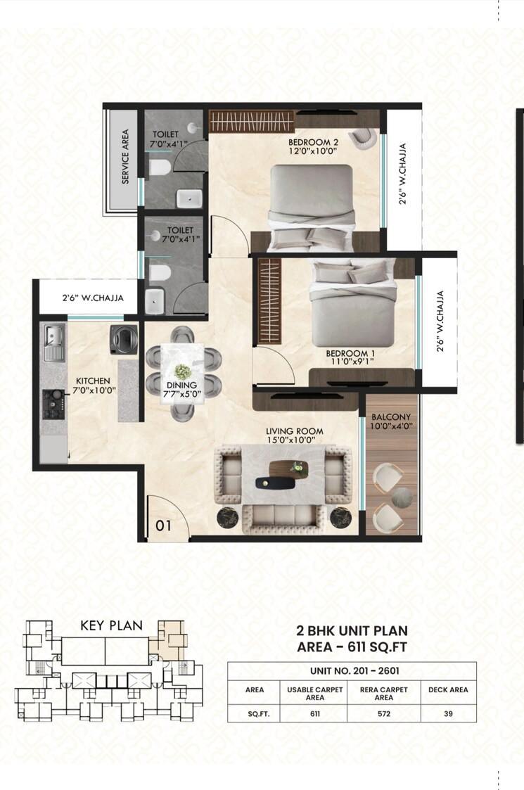 Floor Plan, tharwani-palladian 3 Bedroom 852 Sq.Ft. Apartment In Kharghar Navi Mumbai 7968230