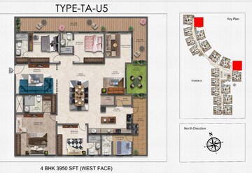 Floor Plan in 4 BHK Apartment at Narsingi – for Sale