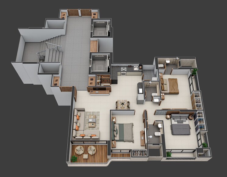Floor Plan, althan 2 Bedroom 1287 Sq.Ft. Apartment In Althan Surat 7970149