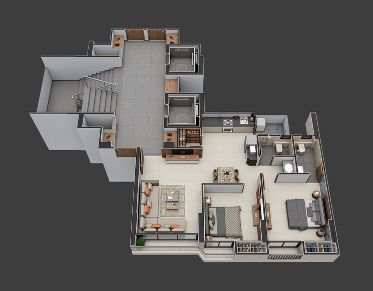 Floor Plan, althan 2 Bedroom 1287 Sq.Ft. Apartment In Althan Surat 7970149