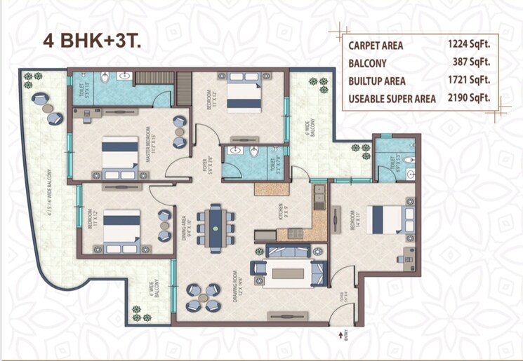 Floor Plan, sector 88 4 Bedroom 2190 Sq.Ft. Apartment In Sector 88 Faridabad 7970402