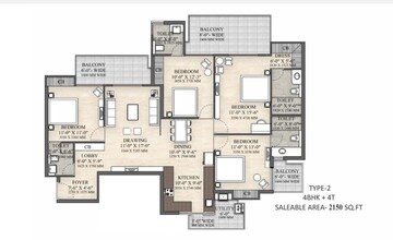 Floor Plan in 4 BHK Apartment at Irish Platinum, Sector 10 Greater Noida – for Sale