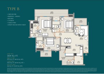 Floor Plan in 4 BHK Apartment at ABA Ivy County, Sector 75 – for Sale