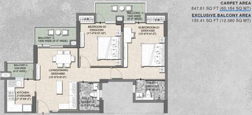Floor Plan in 2 BHK Apartment at ACE Parkway, Sector 150 – for Sale