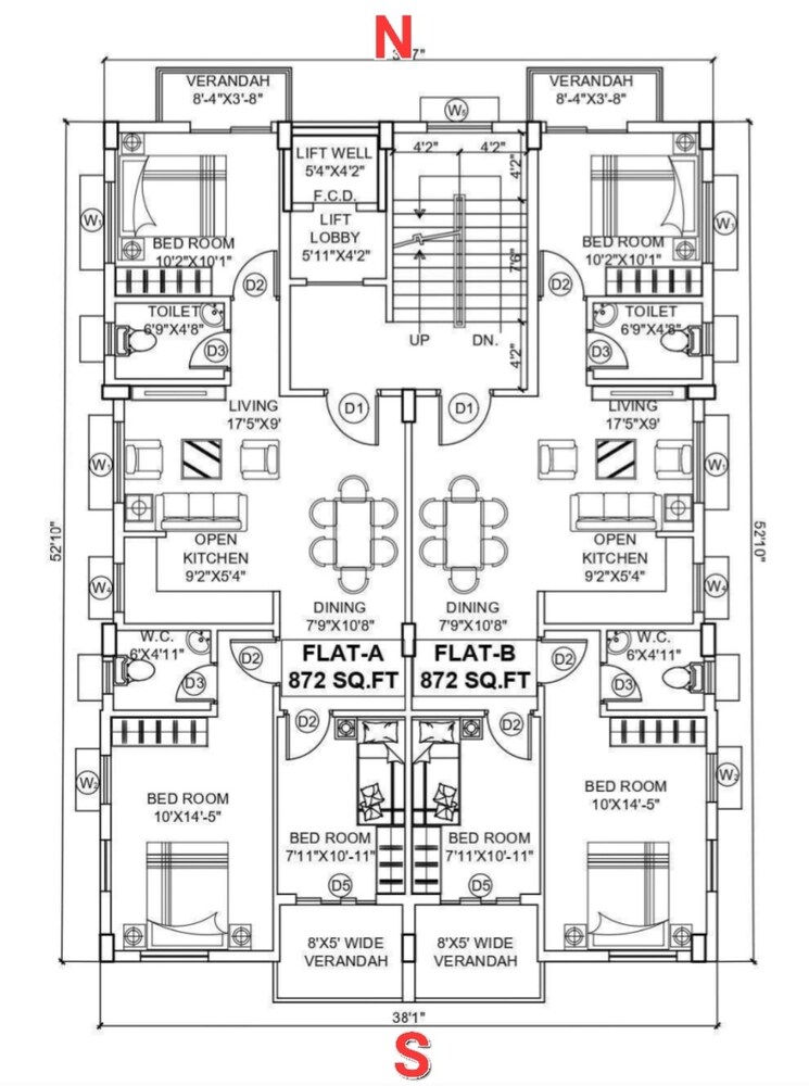 Floor Plan, new town action area 1 3 Bedroom 1250 Sq.Ft. Apartment In New Town Action Area 1 Kolkata 7973328