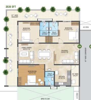 Floor Plan in 2.5 BHK Apartment at Bachupally – for Sale