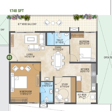 Floor Plan in 2.5 BHK Apartment at Pragathi Green Woods, Bowrampet – for Sale