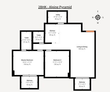 2 BHK Apartment For Sale in Alpine Pyramid, Sahakara Nagar