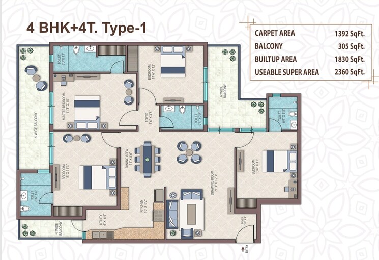 Floor Plan, sector 88 4 Bedroom 2350 Sq.Ft. Apartment In Sector 88 Faridabad 7977186