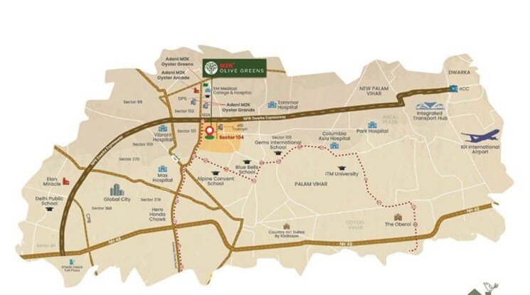 Map Location, m2k-olive-greens  120 Sq.Yd. Plot In Sector 104 Gurgaon 7978682
