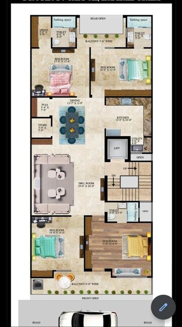 Floor Plan in 4 BHK Builder Floor at Smart Lane, Niti Khand – for Sale