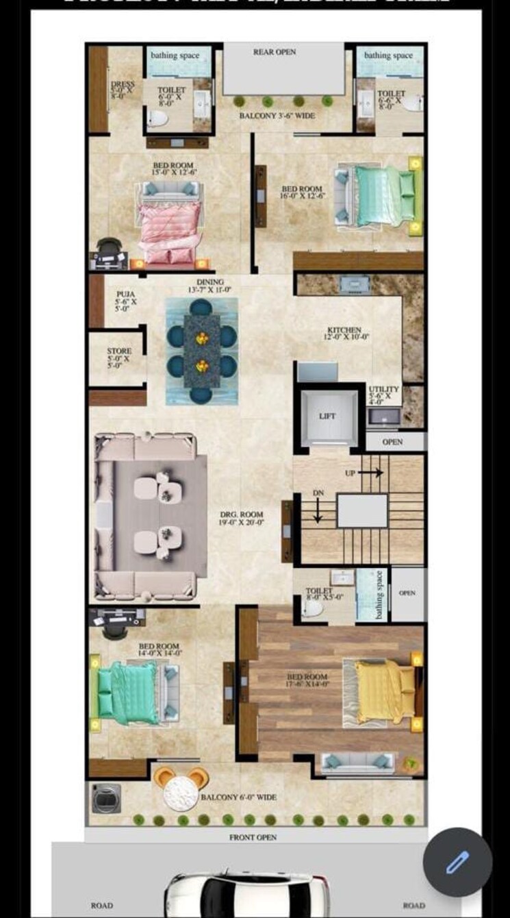 Floor Plan, smart-lane 4 Bedroom 220 Sq.Mt. Builder Floor In Niti Khand Ghaziabad 7978920