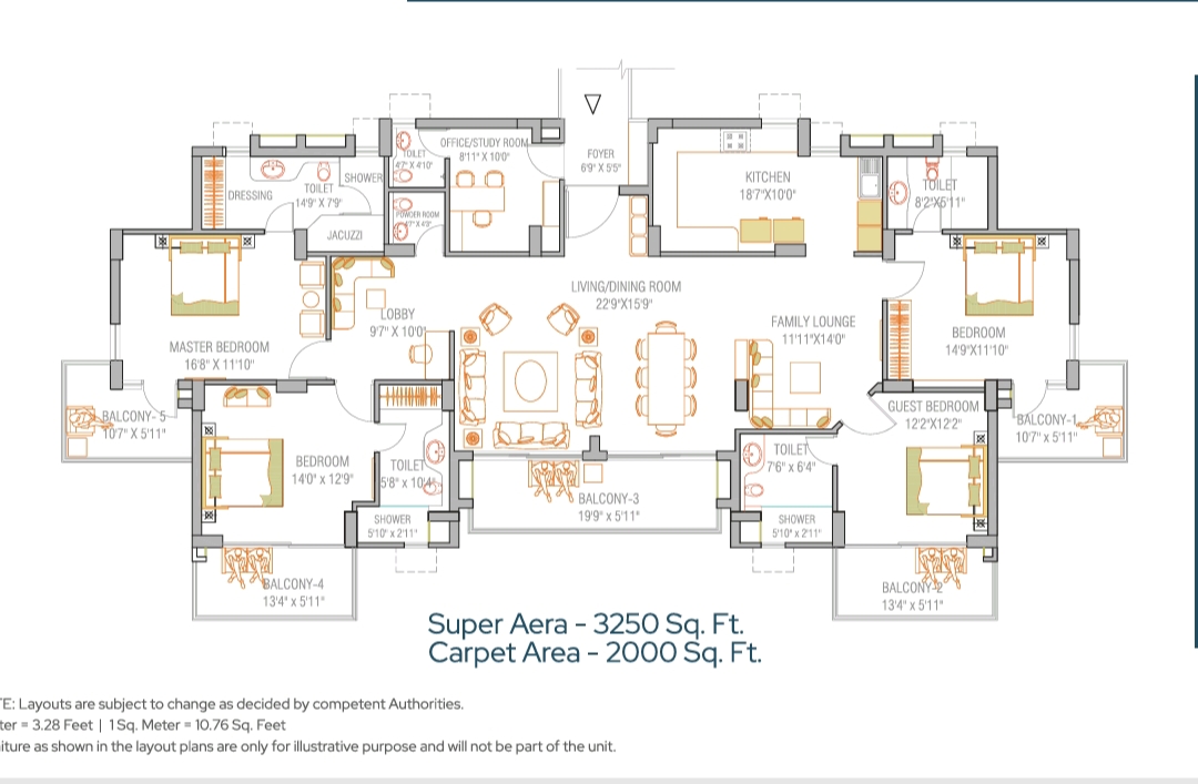5 BHK + Study Room Apartment For Sale in RPS Auria