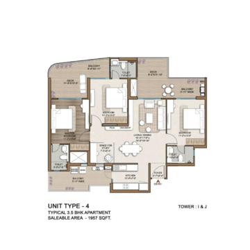 Floor Plan in 3.5 BHK Apartment at Smart World One DXP, Sector 113 – for Sale