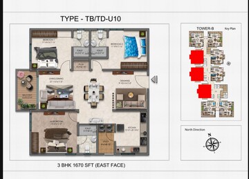 Floor Plan in 3 BHK Apartment at Narsingi – for Sale