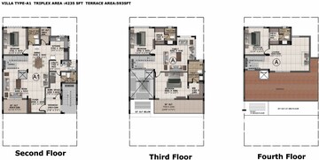 Floor Plan in 3 BHK Apartment at Puravankara Purva Highland, Kanakapura Road – for Rent