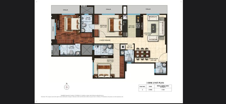 Floor Plan, spenta-medius 3 Bedroom 1140 Sq.Ft. Apartment In Matunga West Mumbai 7992161