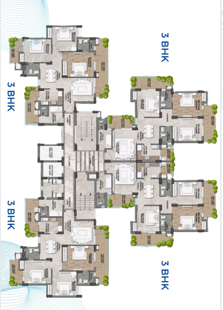 Floor Plan, sector 77 3.5 Bedroom 1720 Sq.Ft. Apartment In Sector 77 Faridabad 7994600