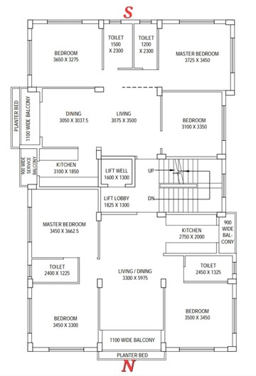 Floor Plan in 3 BHK Apartment at New Town Action Area 1 – for Sale