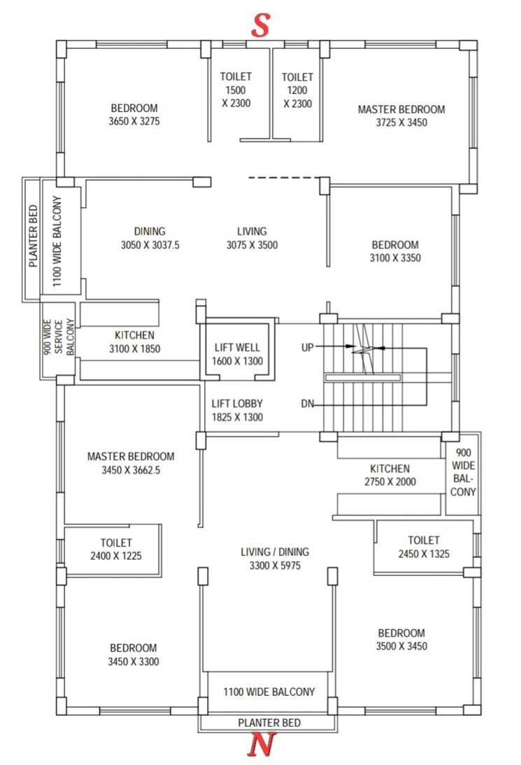 Floor Plan, new town action area 1 3 Bedroom 1250 Sq.Ft. Apartment In New Town Action Area 1 Kolkata 7996032