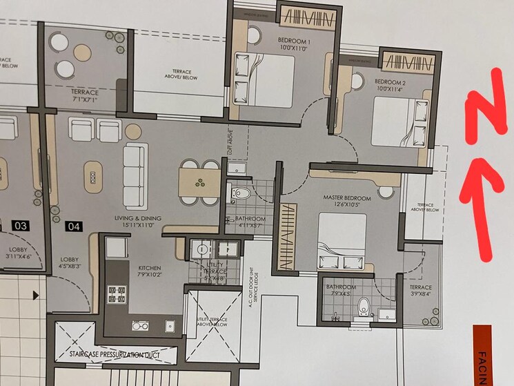 Floor Plan, vilas-javdekar-yashwin-encore 3 Bedroom 1184 Sq.Ft. Apartment In Wakad Pune 7997553
