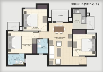 Floor Plan in 4 BHK Apartment at BPTP Parkland Pride Phase 2, Sector 77 – for Rent