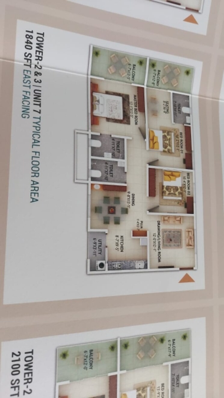 Floor Plan, mahaveer-crystal-garden 4 Bedroom 5345 Sq.Ft. Apartment In Attapur Hyderabad 7999021