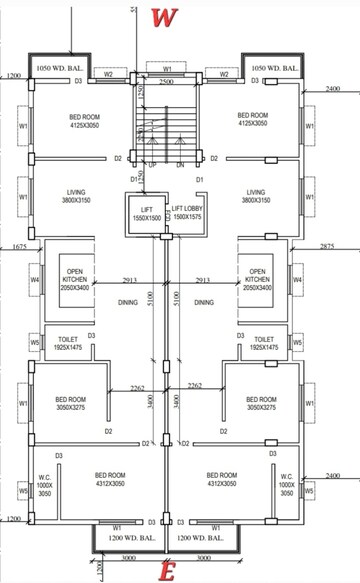 Floor Plan in 3 BHK Apartment at New Town – for Sale