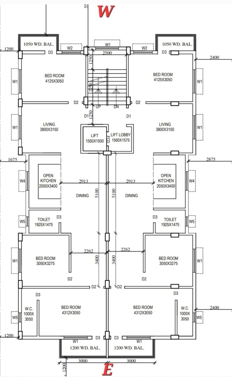 Floor Plan, new town 3 Bedroom 1485 Sq.Ft. Apartment In New Town Kolkata 7999069